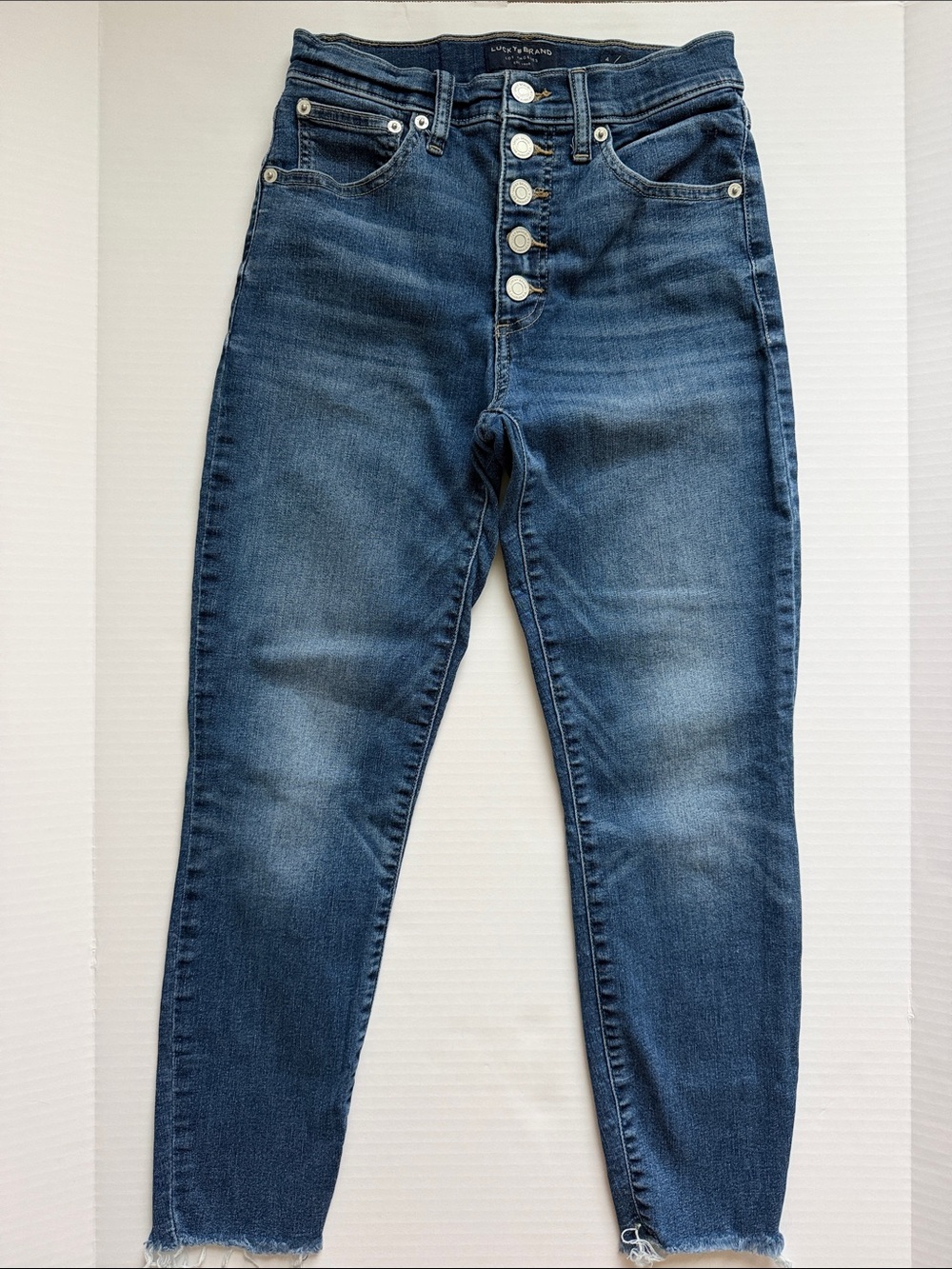Lucky Brand High-Rise Button-Fly Skinny Jeans - Dark Blue Wash size 4
